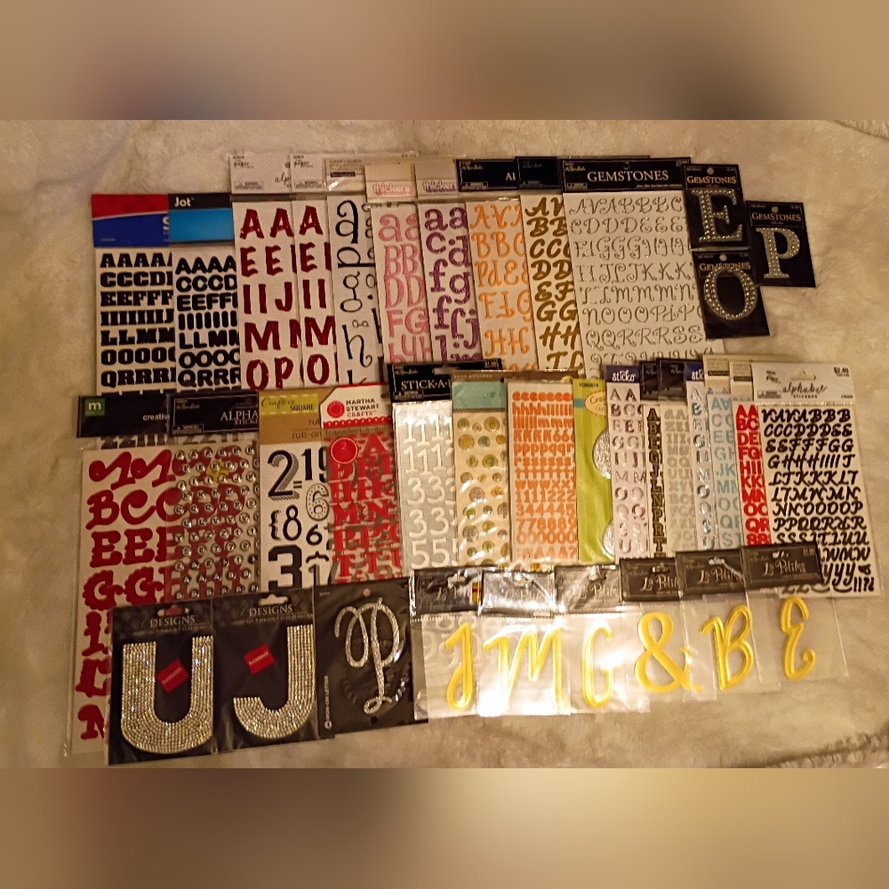 Letter & Number Scrapbook Sticker Lot